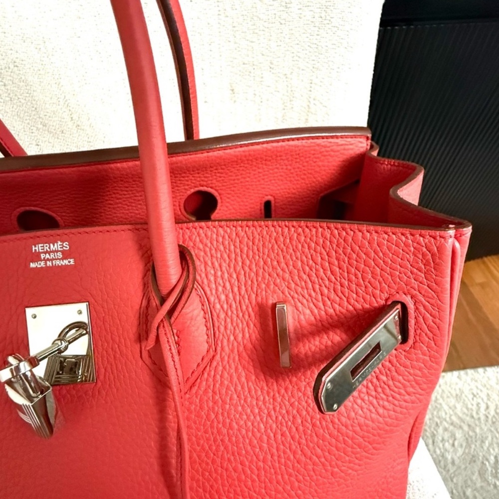 HERMES Birkin 35 bag pink leather authentic silver hardware tote - Picture 15 of 16